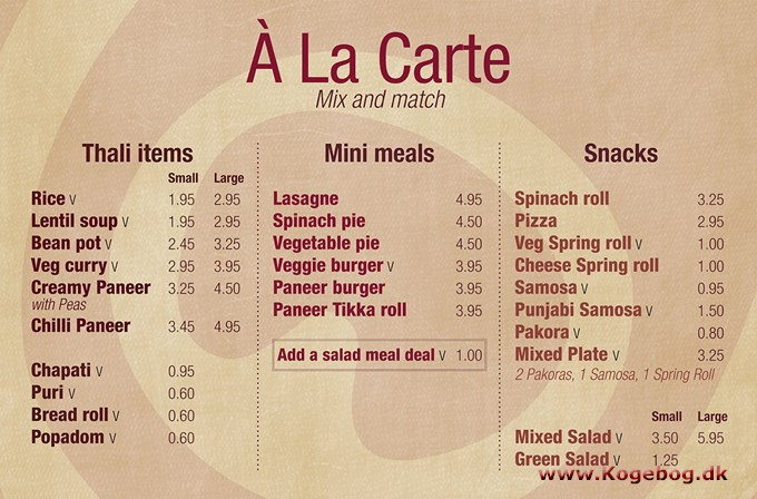 &agrave; la carte