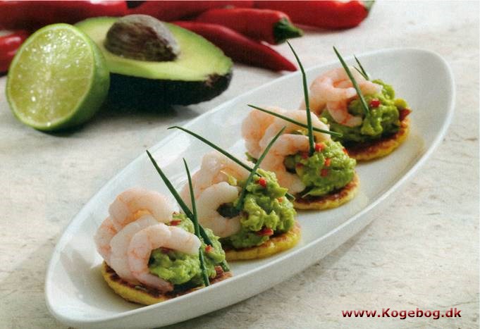 Blinis med avocado og rejer