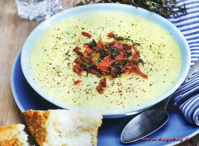 Kartoffel-porresuppe med parmaskinke