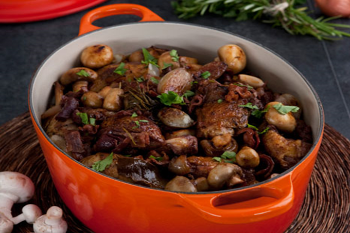 Coq au vin med cognac