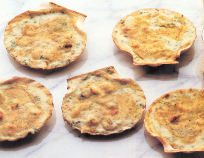 Coquilles Saint-Jacques, gratinerede