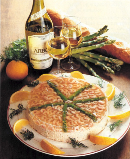 Laksemousse med rejer og asparges