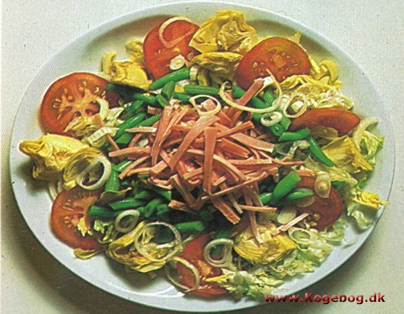 Salat-tallerken med skinke