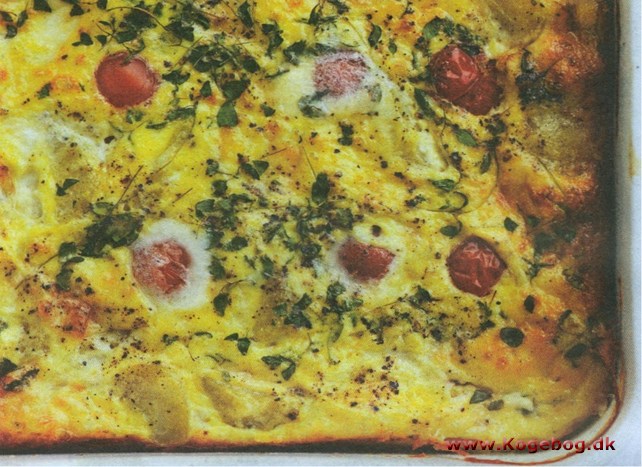 Omelet i ovn med kartofler og gedeost