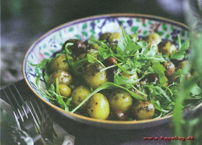 Varm kartoffelsalat med rucola og kapersvinaigrette