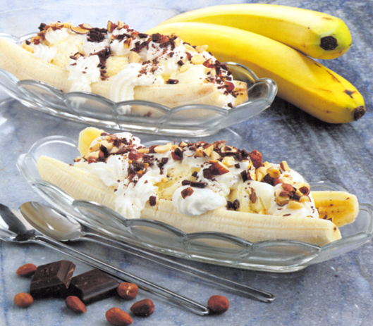 Bananasplit med nødder