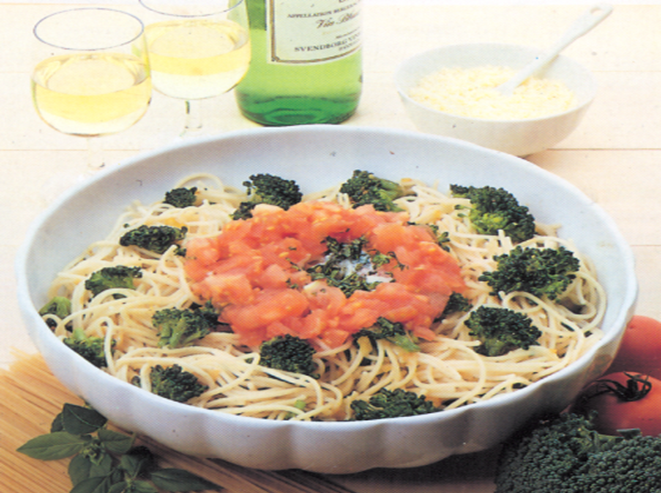 Broccoli med spaghetti