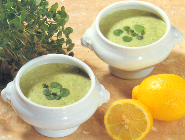 Brøndkarsesuppe med flûtes