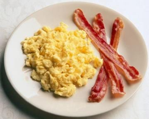 Scrambled eggs and bacon