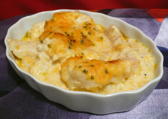 Torskefileter, gratinerede