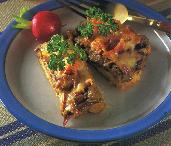 Små varme bayonne-smørrebrød