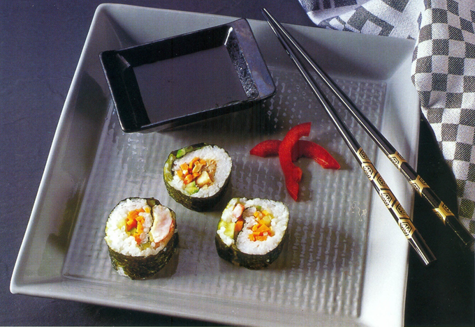 Sushi med rejer og østershatte