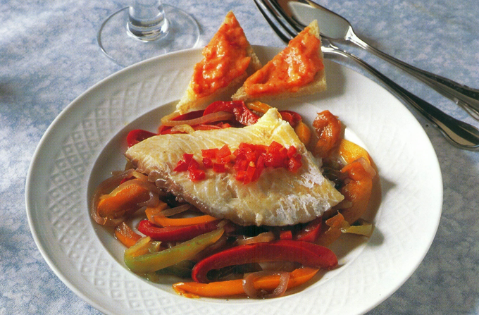 Fisk med peberfrugt og rouille