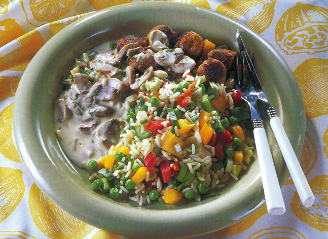 Grøn risotto med champignonsauce