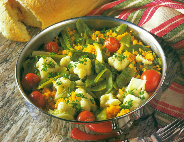 Paella med spæde grønsager