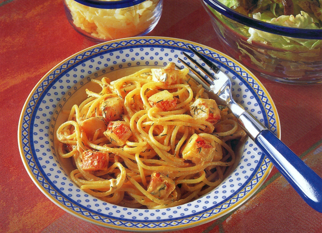 Spaghetti med krabbesauce