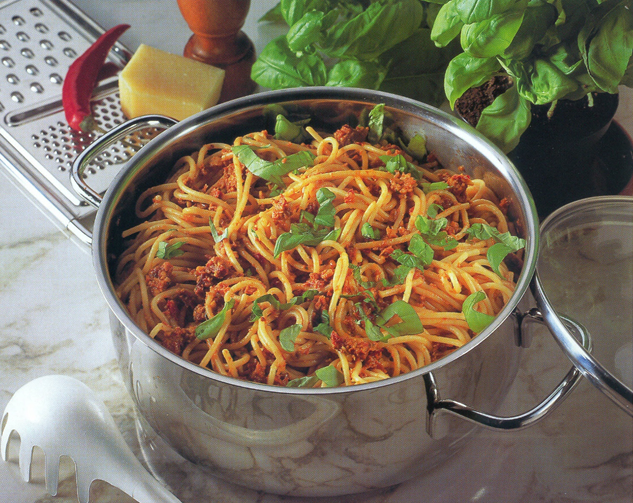 Spaghetti med rød pesto