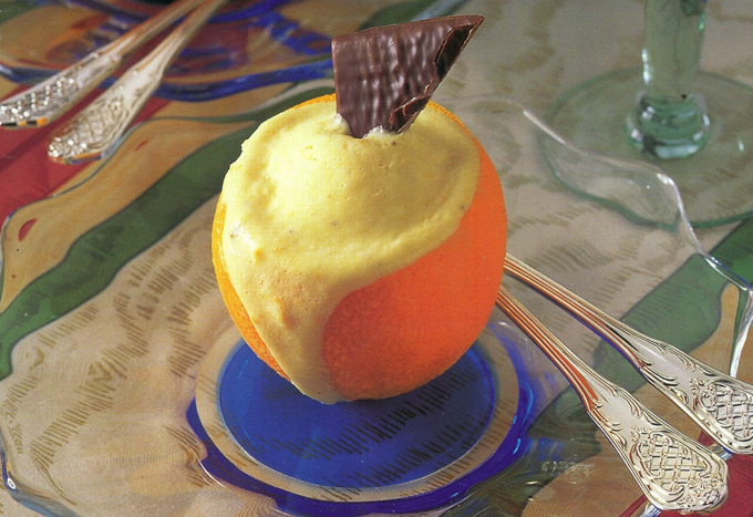 Appelsinparfait med mintchokolade