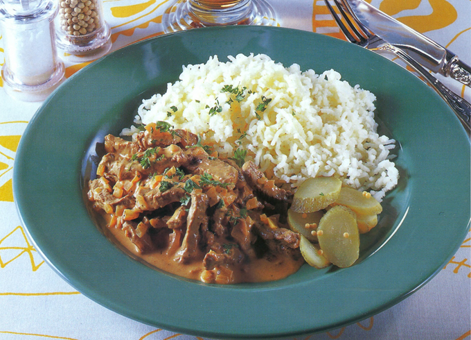 Bøf Stroganoff med ris