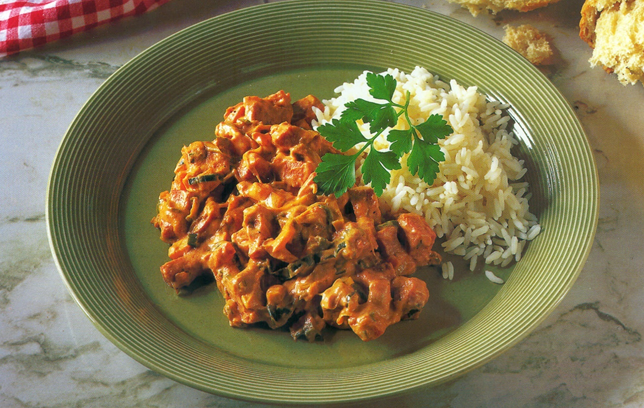 Pølse Stroganoff med grønt