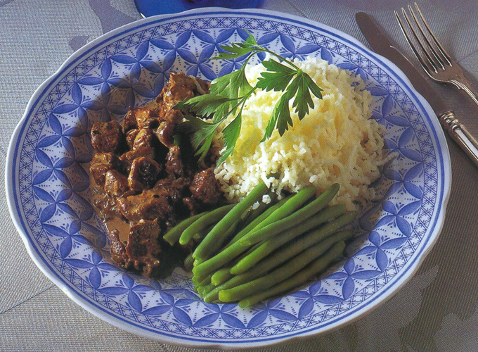 Vildtgryde med svampe og haricots verts