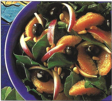 Appelsin- og spinatsalat