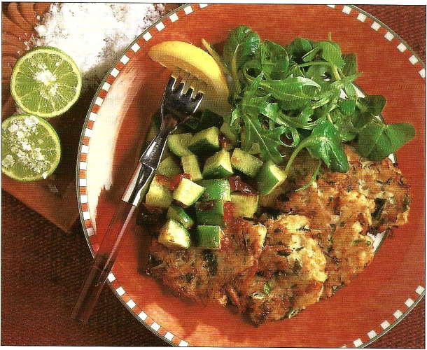 Krabbefrikadeller med agurkesalat