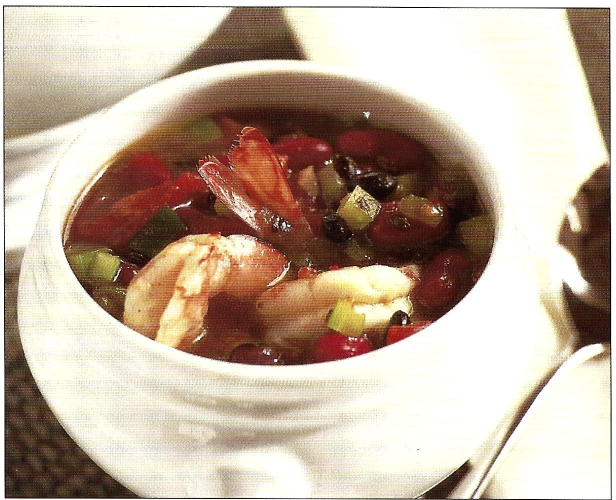 Krydret bønne- og rejesuppe