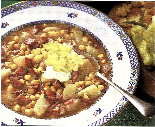 Majs- og baconsuppe