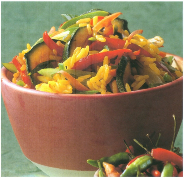 Ris med kinesiske grønsager - Indbydende fotos i Kogebog.dk