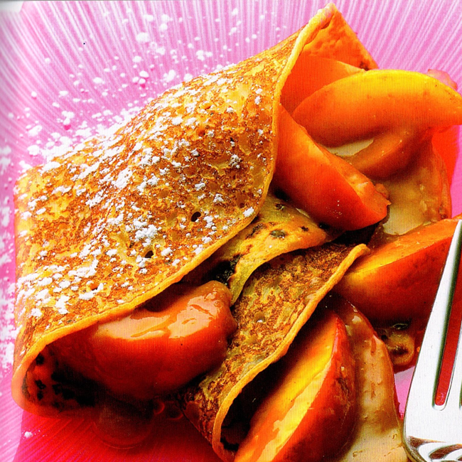 Pandekager med nektariner og karamel - Bare bedst