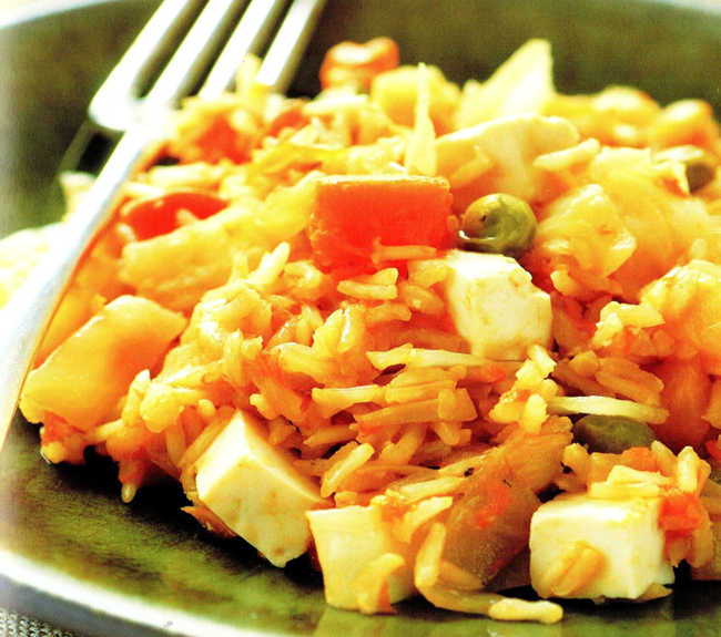 Vegetariske brune ris med tofu - De bedste