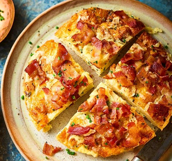 Frittata med bacon og cheddar ost i airfryer