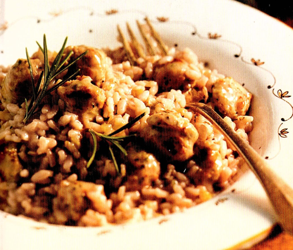 Risotto med pølse og rosmarin