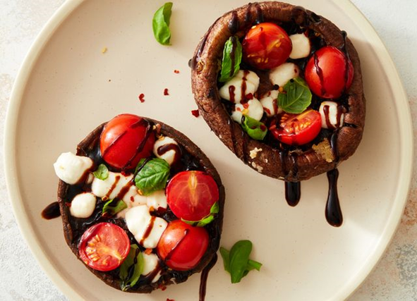 Caprese fyldte portobello-svampe i Airfryer